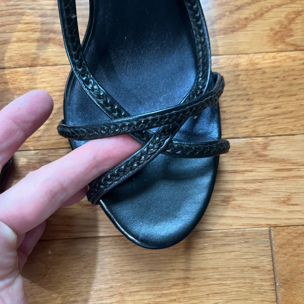 Cole Haan Black Strappy Leather Heeled Sandals - Picture 5 of 6